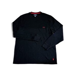 Polo Ralph Lauren Mens Sleep Thermal Shirt Sz XL Black Long Sleeve Waffle Knit